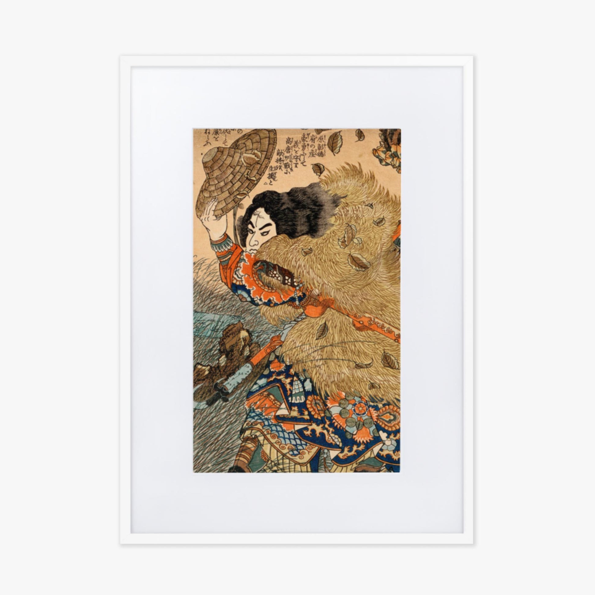 Utagawa Kuniyoshi - Kinhyoshi Yorin, Hero of the Suikoden 50x70 cm Poster With White Frame