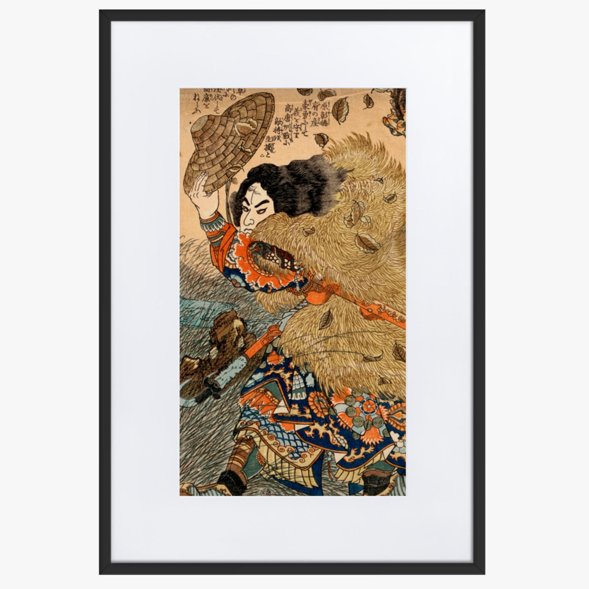 Utagawa Kuniyoshi - Kinhyoshi Yorin, Hero of the Suikoden 61x91 cm Poster With Black Frame