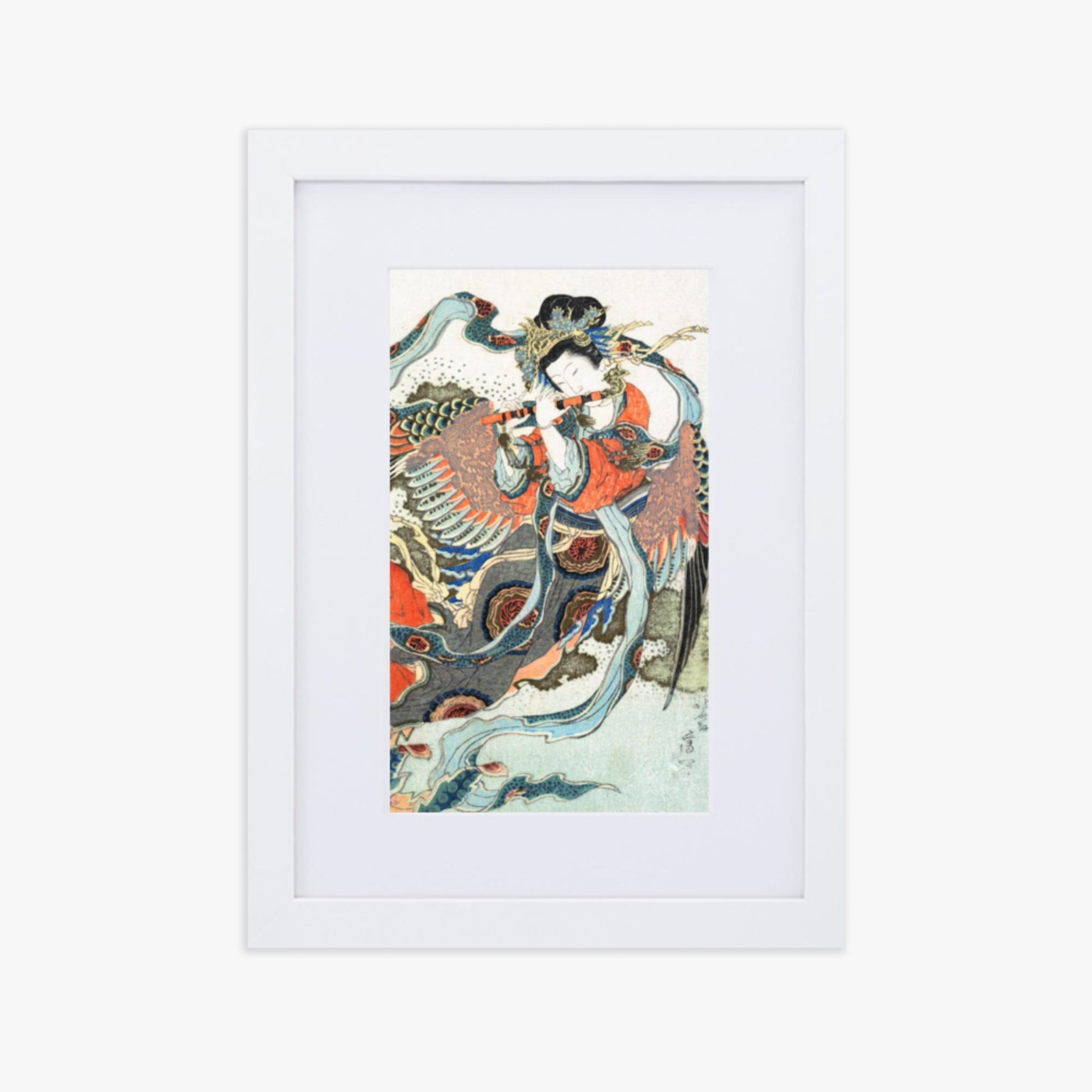 Katsushika Hokusai - Mystical Bird 21x30 cm Poster With White Frame