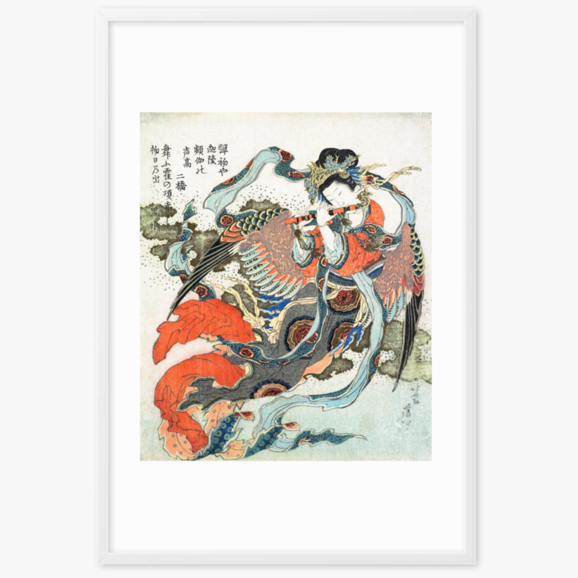 Katsushika Hokusai - Mystical Bird 61x91 cm Poster With White Frame